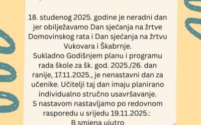 OBAVIJEST – 17. i 18.11.2025.