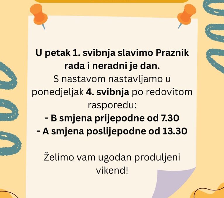 OBAVIJEST ZA RODITELJE I UČENIKE