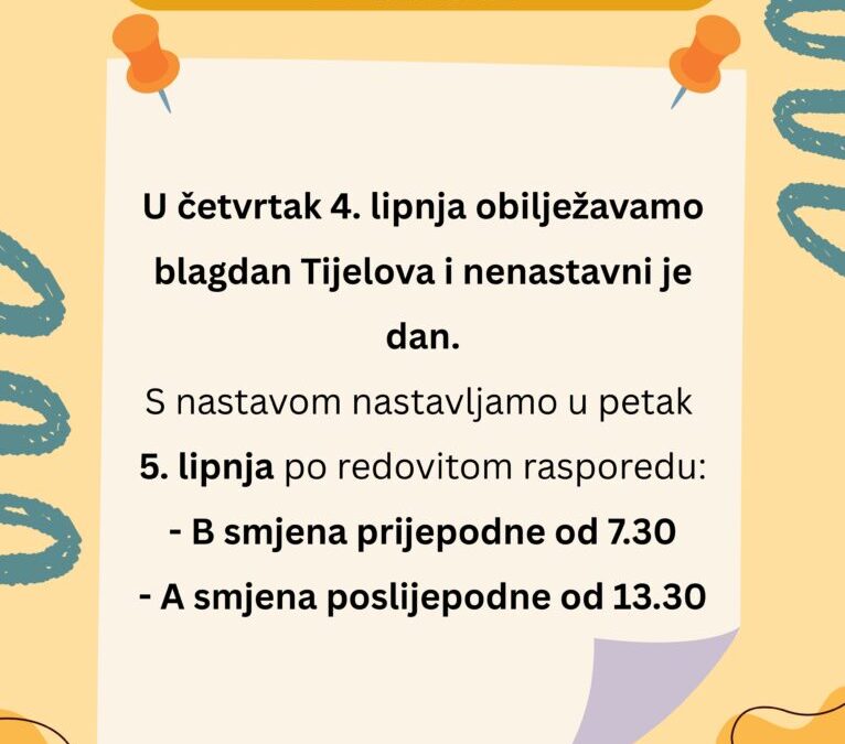 OBAVIJEST ZA UČENIKE I RODITELJE