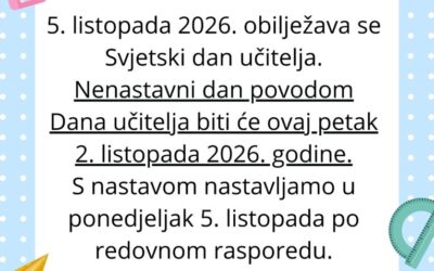 DAN UČITELJA – OBAVIJEST